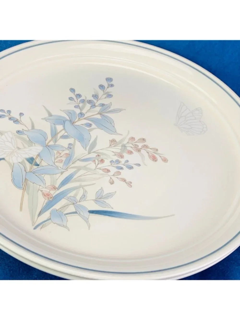 Noritake Keltcraft KILKEE 9109 Blue Floral Butterfly Ireland Dinner Plates Set 4